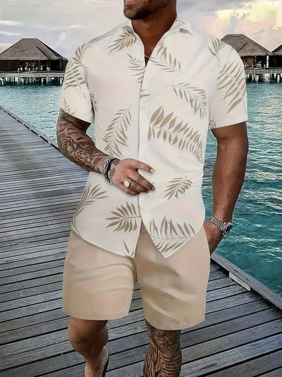 Fashion Men's Hawaii 3D Printed Short Sleeve Suit Fendax 0