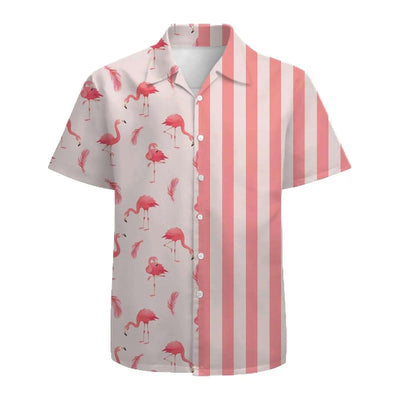 Summer Men's Fashion Trend Stripes Short Sleeve Stand Collar Shirt Fendax 0