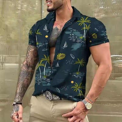 Men's Shirt Printed Beach Short Sleeve Top Fendax 0