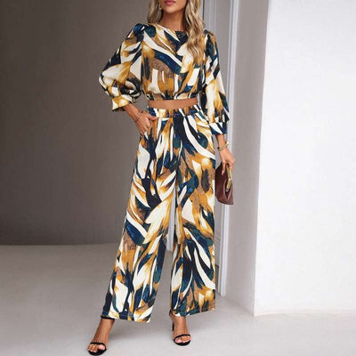 Women's Clothing Fall Winter Fashion Printed Top Suit