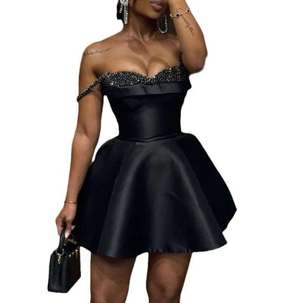 New Elegant Sequin Stitching Bandeau Sling Dress Fendax 0