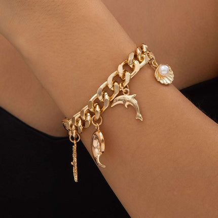 Creative Boho Conch Dolphin Starfish Pendant Choker Necklace Bracelets Women Trendy Vintage Tassel Chain Grunge Jewelry Fashion Jewelry Fendax 0