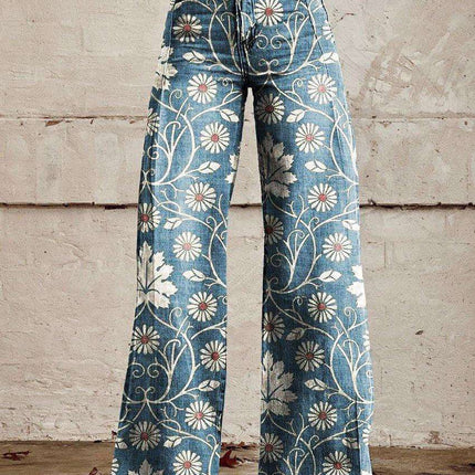 Wide-legged Pants Thermal Transfer Bell-bottom Pants Simulation Denim Trousers Fendax 0