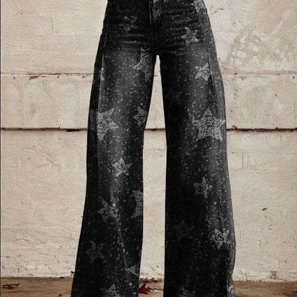 Wide-legged Pants Thermal Transfer Bell-bottom Pants Simulation Denim Trousers Fendax 0