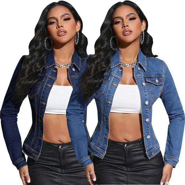 Long Sleeve Lapel Pocket Denim Jacket Fendax 0