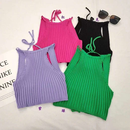 Summer New Women's Clothing Backless Slim Fit Thin Cross Straps Solid Color Camisole Fendax 0