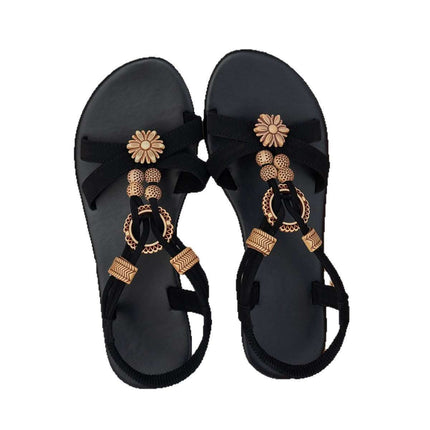 Ethnic Style Flat Women's Beaded Weave Open Toe Beach Sandals Fendax 0