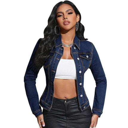Long Sleeve Lapel Pocket Denim Jacket Fendax 0