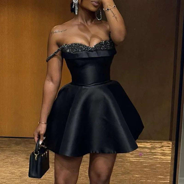 New Elegant Sequin Stitching Bandeau Sling Dress Fendax 0