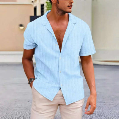Summer Lapels Solid Color Shirt Button Fendax 0