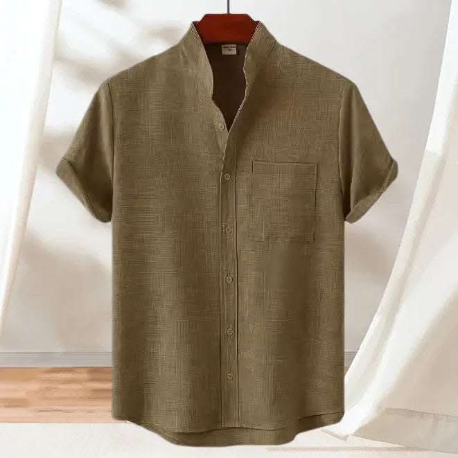 Men's Solid Color Casual Shirt With Pocket