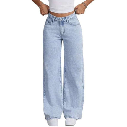 Vintage Bow Embroidered Washed Jeans For Women Straight Loose Trousers Fendax 0