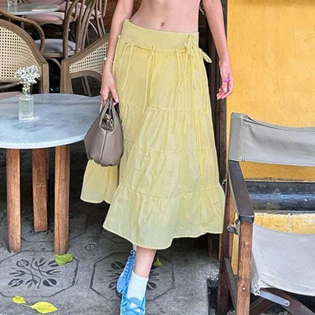 Teenage Leisure Solid Skirt Women's Summer Sweet Bow Fendax 0