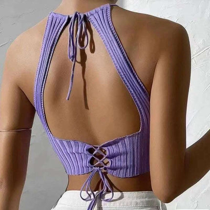 Summer New Women's Clothing Backless Slim Fit Thin Cross Straps Solid Color Camisole Fendax 0