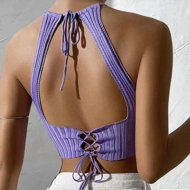 Summer New Women's Clothing Backless Slim Fit Thin Cross Straps Solid Color Camisole Fendax 0