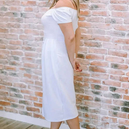 Off-Shoulder Short Sleeve Split Dress Fendax Women