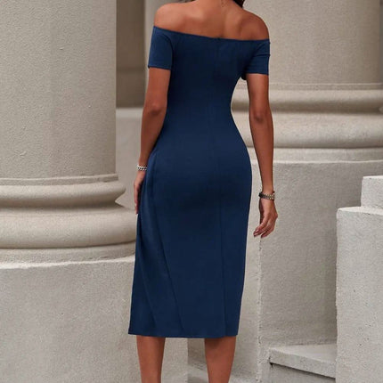 Off-Shoulder Short Sleeve Split Dress Fendax Women