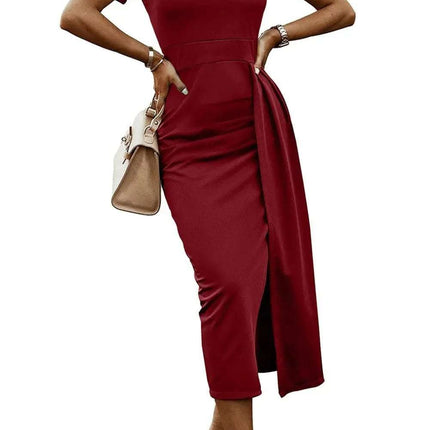 Off-Shoulder Short Sleeve Split Dress Fendax Women
