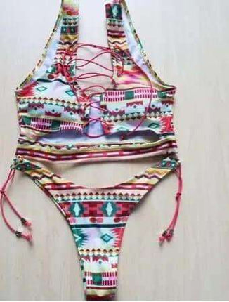 Pineapple Bikini for big boob Women Lace Up Swimwear Thong bikini set two pieces Swimsuit Bathing Suit female Fendax 0