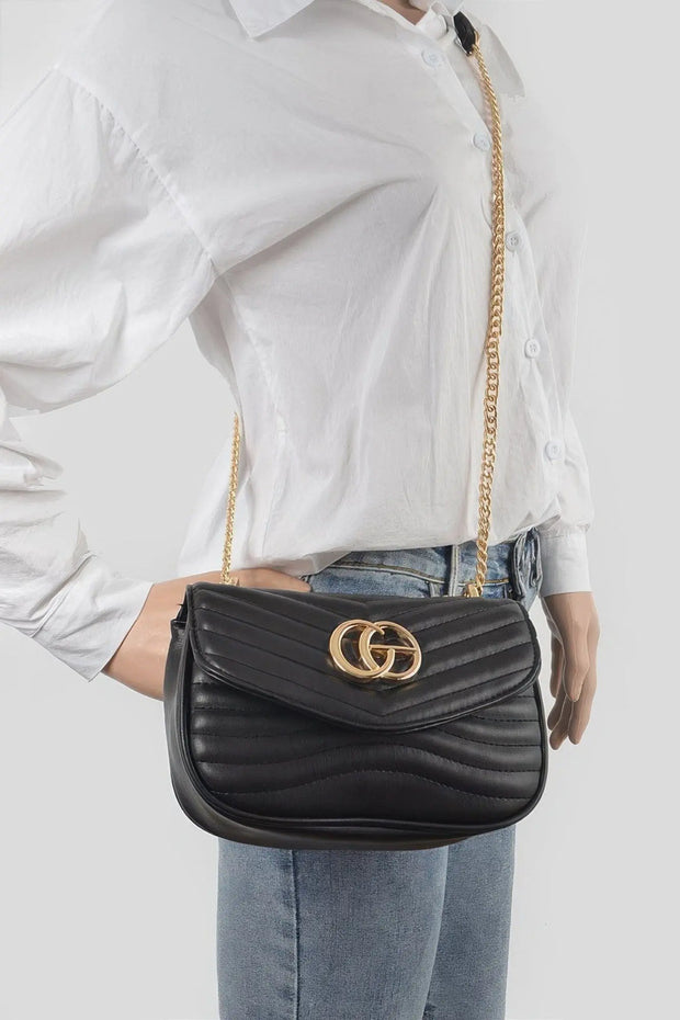 Fendax Quilted Faux Leather Crossbody Bag