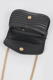 Fendax Black Quilted Faux Leather Crossbody Bag
