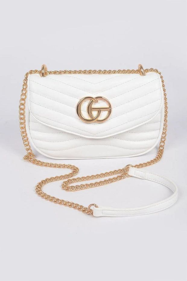 Fendax White Quilted Faux Leather Crossbody Bag