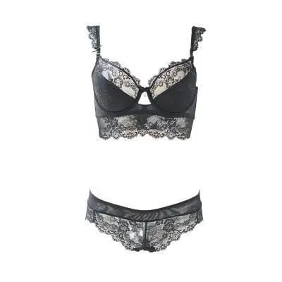 Trendsi 0 Sexy Mousse Women Sexy Bra Set Ultra-thin Red Black Lace Bras Underwear Push up Bra and underwear