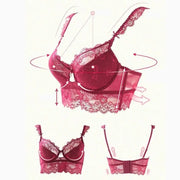 Trendsi 0 Sexy Mousse Women Sexy Bra Set Ultra-thin Red Black Lace Bras Underwear Push up Bra and underwear