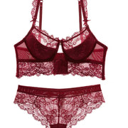 Trendsi 0 Red / 85C Sexy Mousse Women Sexy Bra Set Ultra-thin Red Black Lace Bras Underwear Push up Bra and underwear