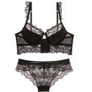 Trendsi 0 Black / 80C Sexy Mousse Women Sexy Bra Set Ultra-thin Red Black Lace Bras Underwear Push up Bra and underwear