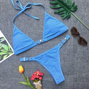 Trendsi 0 Blue / S Swimwear Adjust Swimming Suit for Women Bikinis Sexy Solid Swimsuit Female Black Thong Bikini Set Brazilian Bathing Suits