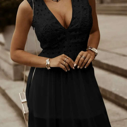 Slit Lace Detail V-Neck Dress Fendax Women
