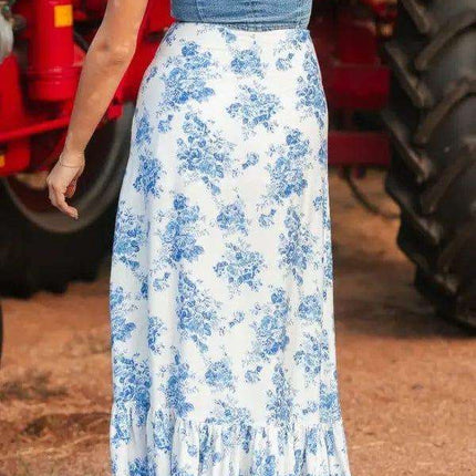 Split Asymmetrical Ruffled Printed Skirt Fendax Women