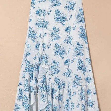 Split Asymmetrical Ruffled Printed Skirt Fendax Women