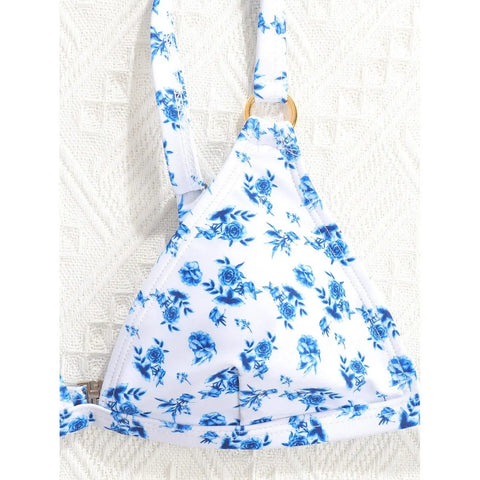 Trendsi 0 Split Printed Swimwear For Women With Sexy Chest Pads