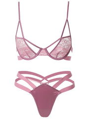 Trendsi 0 Underwear With Steel Ring Women Thin Transparent Lace Hollow Bra Set Thong