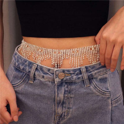 Cross-border Rhinestone Tassel Waist Chain Ins Wind Explosion Sexy Waist Chain Fendax 0