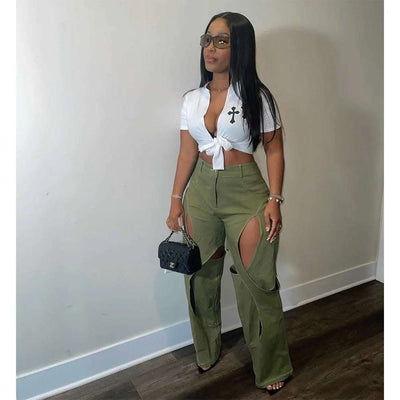 Cotton And Linen Flower Casual Pants Twist Fendax 0