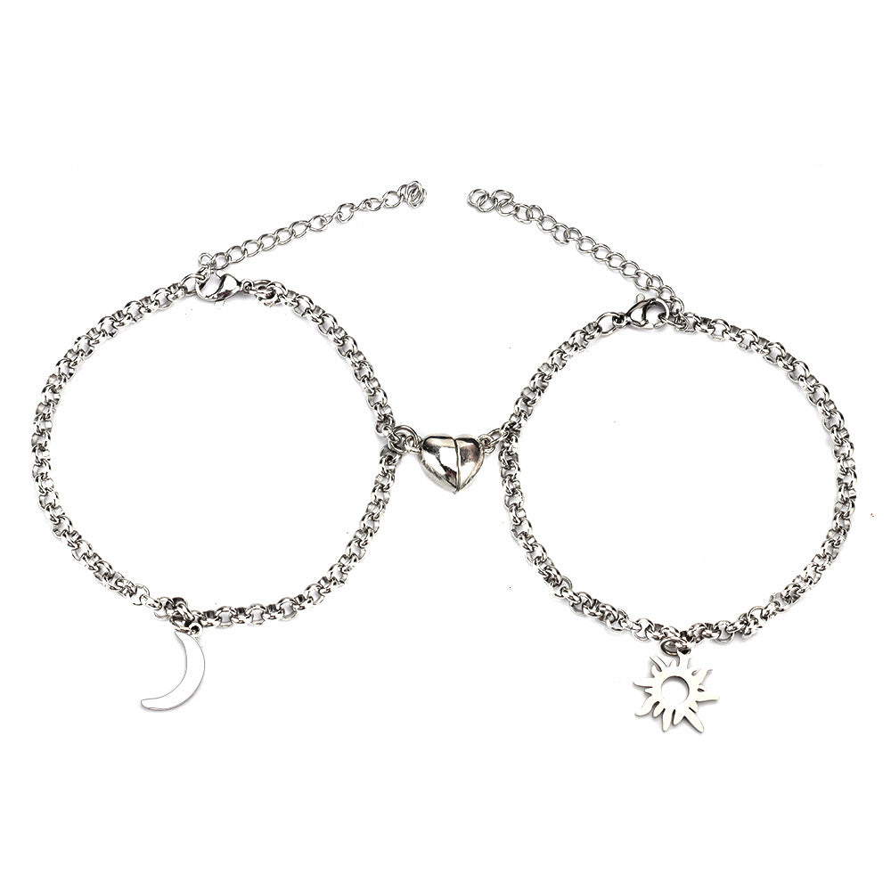 2Pcs Sun, Moon Charm  Bracelet