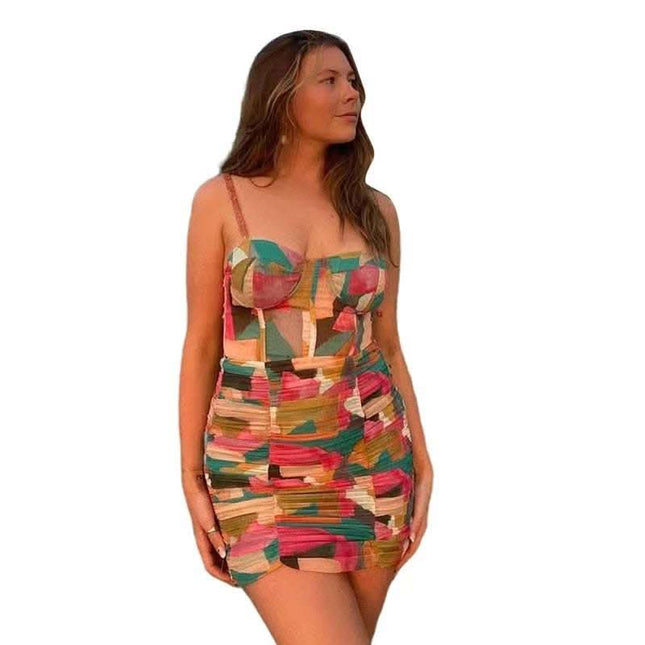 Summer Women's Suspender Backless Fashion Print Dress Fendax 0