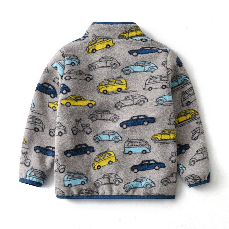 Printed Polar Cartoon Boy Jacket