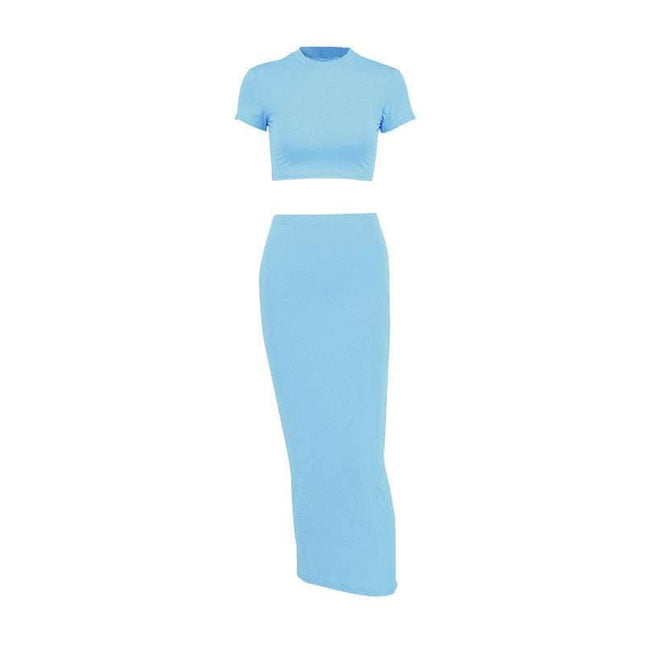 Female Casual Crop Top Hip Hugging A-line Skirt Set Fendax 0
