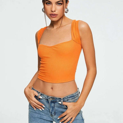 Crop Top Sweetheart Solid Ribbed Sleeveless Fendax 4