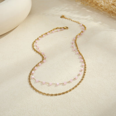 Zircon Necklace Stainless Steel Chain Beaded Bracelet