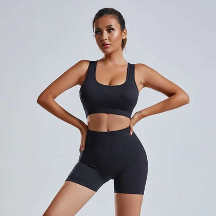 2pcs Yoga Set Women's Vest And Shorts Tracksuit Seamless Workout Sportswear Gym Clothing High Waist Leggings Fitness Sports Suits Fendax 4