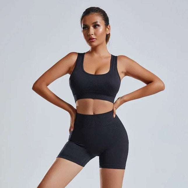 2pcs Yoga Set Women's Vest And Shorts Tracksuit Seamless Workout Sportswear Gym Clothing High Waist Leggings Fitness Sports Suits Fendax 4