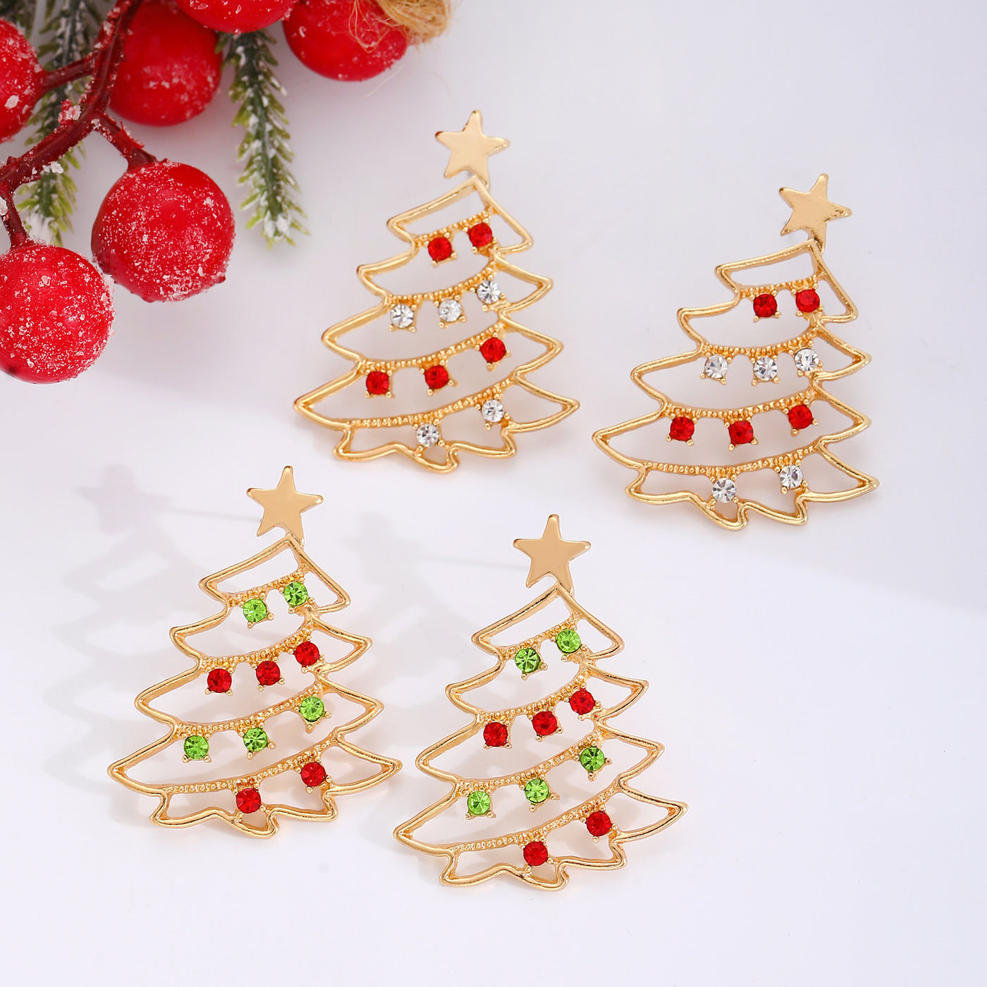 Christmas Earrings With Christmas Tree