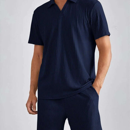 Fashion Casual Polo Short Sleeve Shirt Shorts Two-piece Set Men's Suit Fendax 0