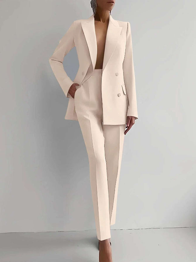 Casual Suits Fashion Long Sleeve Single-breasted Jacket Top And Slim Fit Trousers Women's Business Suits Fendax 0