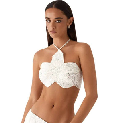 Pure Color Halter Lace-up Cutout Knitted Camisole Fendax 0